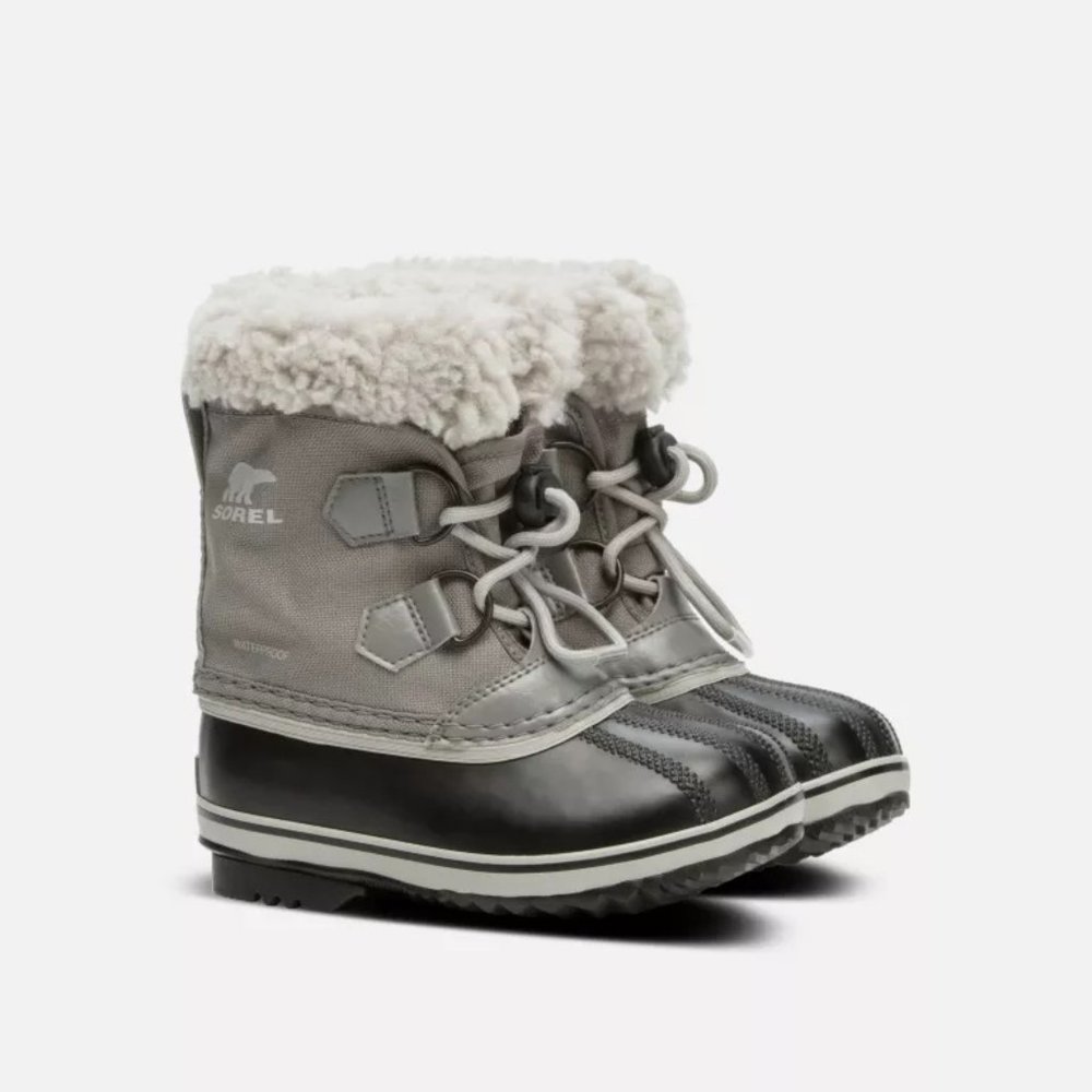 Child's Nylon Waterproof Yoot Pak Boot by Sorel Size 8 Snow Booties Black/Gray